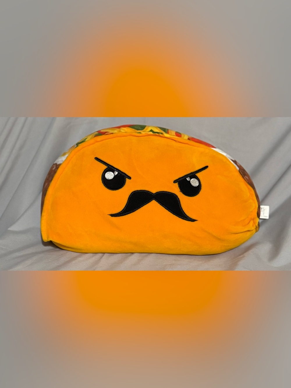 Mustache Taco Plush Pencil Case - Bright Orange Kids Accessory